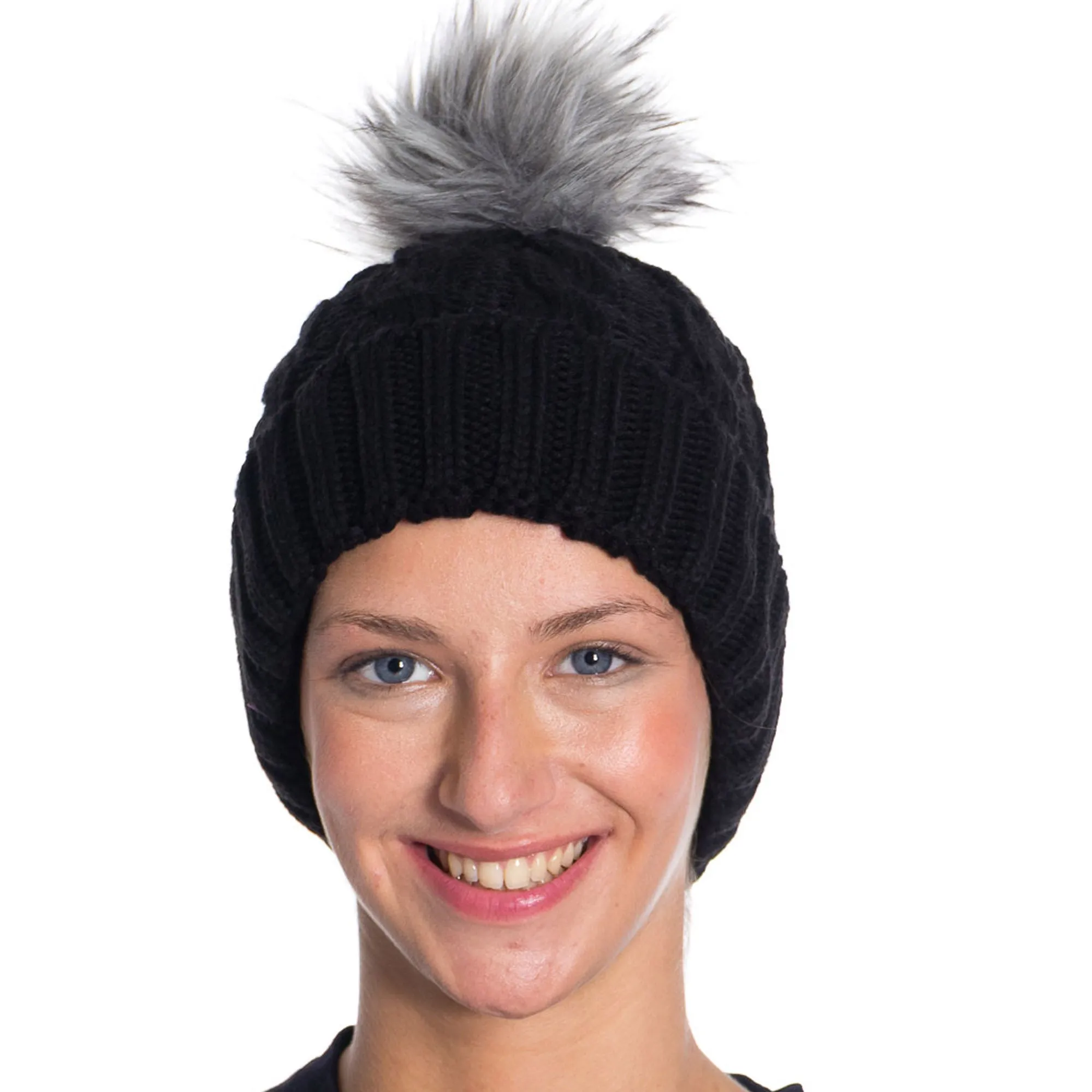 1 Pack - Winter Knitted Slouch Beanie Hat with Pom Pom for Women