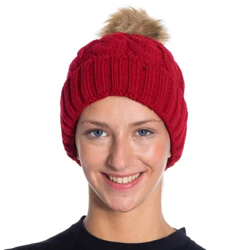 1 Pack - Winter Knitted Slouch Beanie Hat with Pom Pom for Women