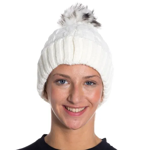 1 Pack - Winter Knitted Slouch Beanie Hat with Pom Pom for Women