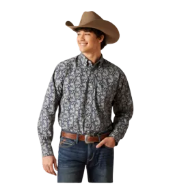 10046201 Ariat Men's Wrinkle Free Kohan Classic Fit Western Shirt - Deep Pacific