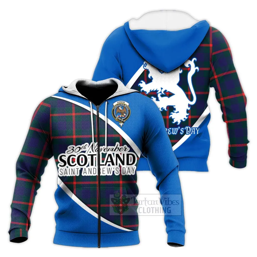 Agnew Family Crest Tartan Knitted Hoodie Celebrate Saint Andrew's Day in Style