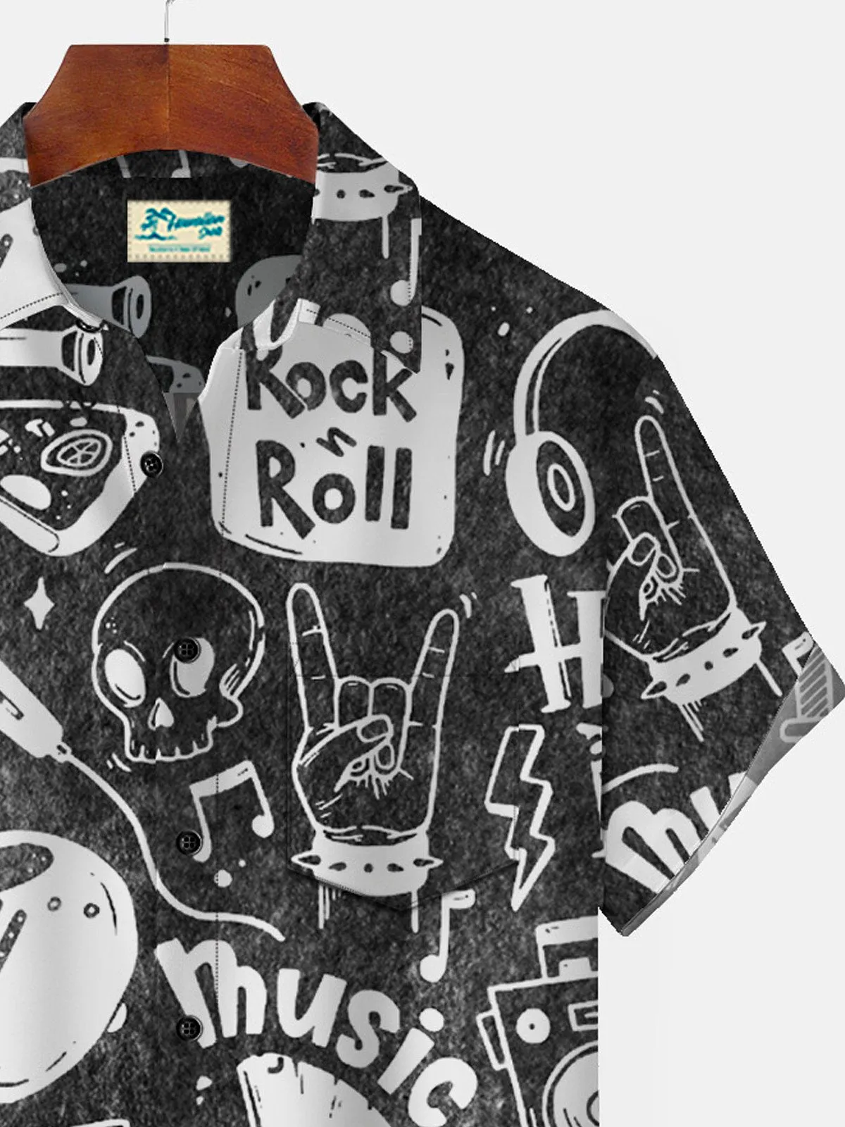 Alohadaddy 50’s Retro Rock & Roll Dark Gray Men's Rock & Roll Shirts Stretch Plus Size Wrinkle Free Seersucker Pocket Camp Button Shirts