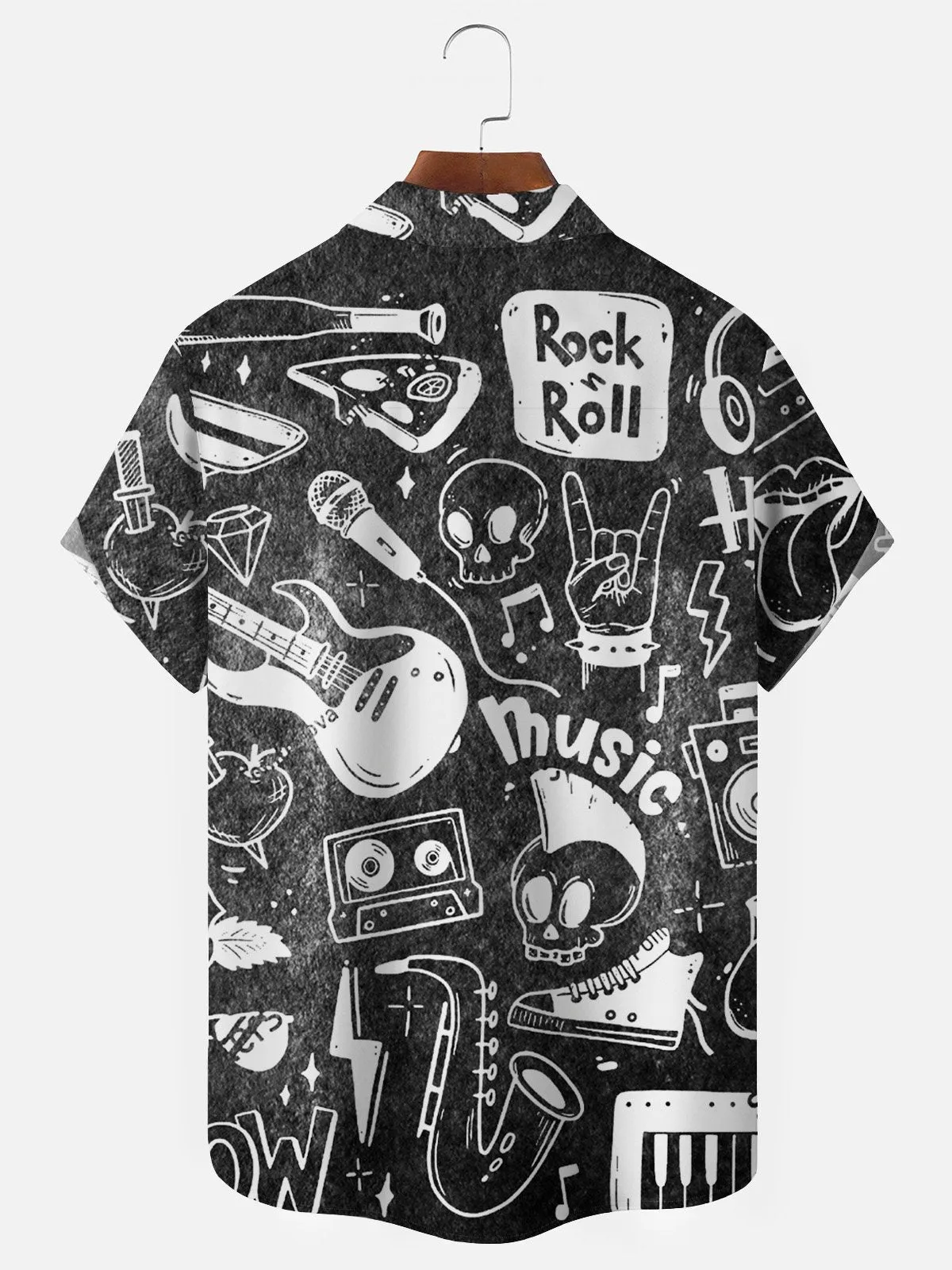 Alohadaddy 50’s Retro Rock & Roll Dark Gray Men's Rock & Roll Shirts Stretch Plus Size Wrinkle Free Seersucker Pocket Camp Button Shirts