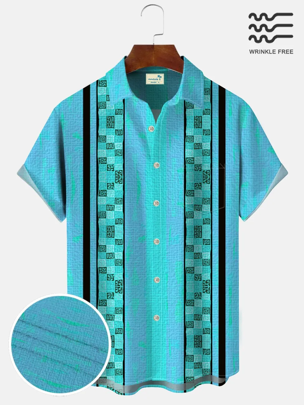 Alohadaddy Ethnic Pattern Contrast Color Men's Button Pocket Casual Vacation Short Sleeve Shirt