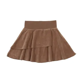 Analogie by Lil Legs Velour Layered Skirt Camel