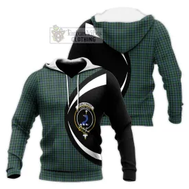 Arbuthnot Tartan Knitted Hoodie with Family Crest Circle Style