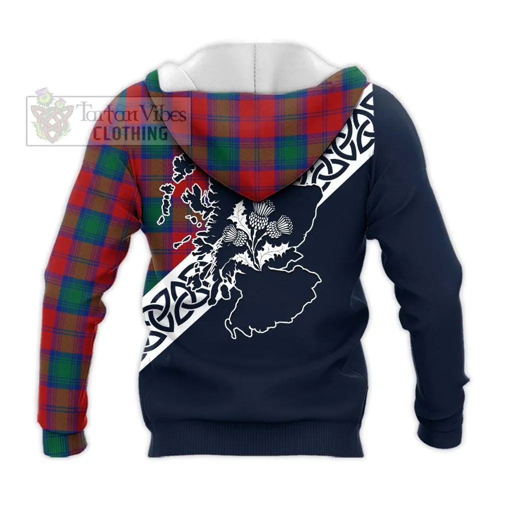 Auchinleck (Affleck) Tartan Knitted Hoodie Featuring Thistle and Scotland Map