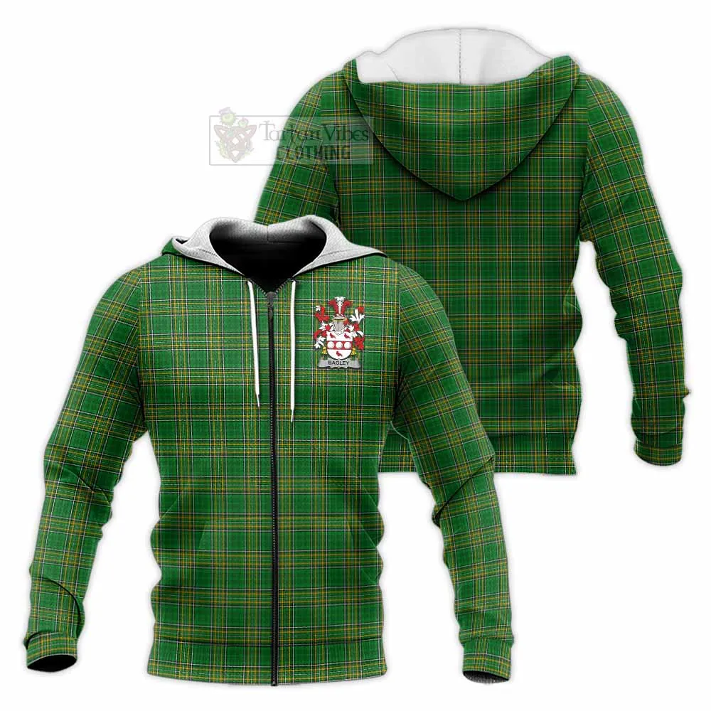 Bagley Irish Clan Tartan Knitted Hoodie with Coat of Arms