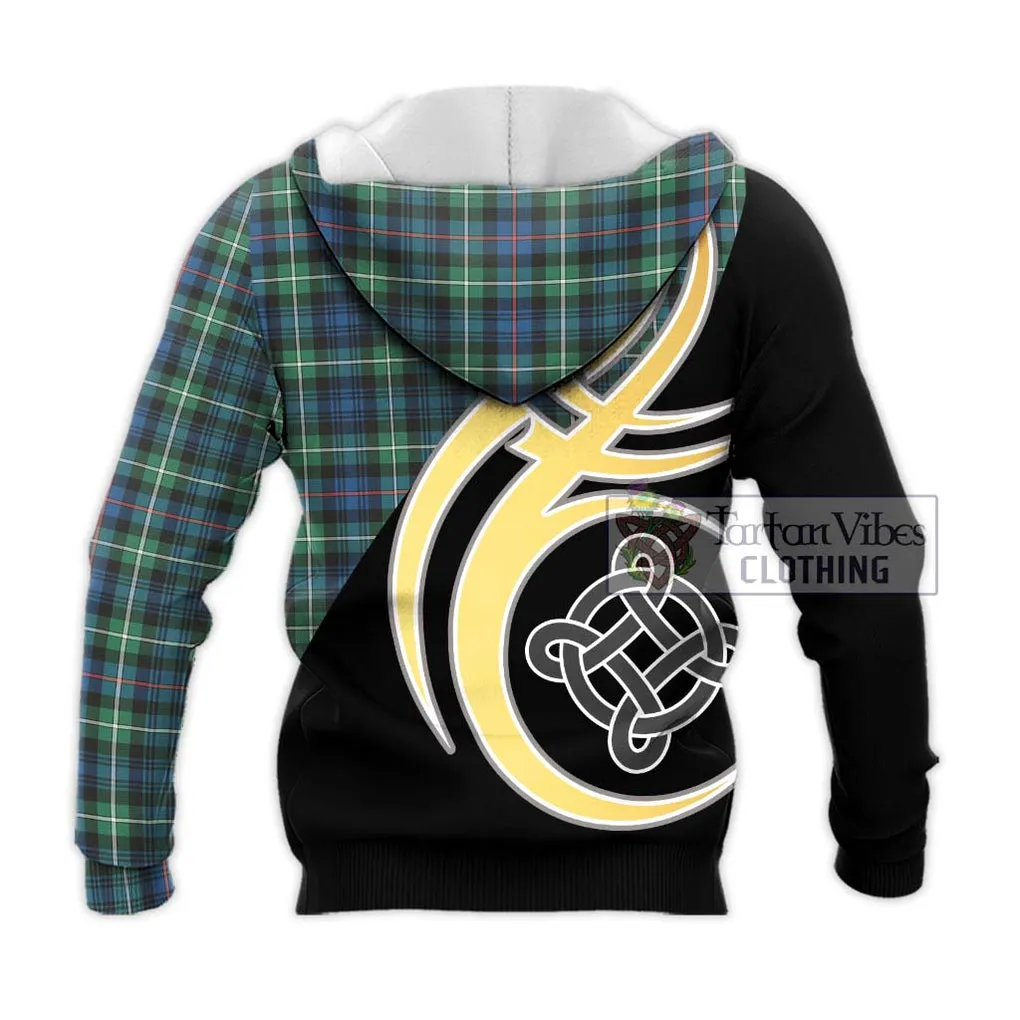 Baillie Ancient Tartan Knitted Hoodie with Family Crest and Celtic Symbol Style