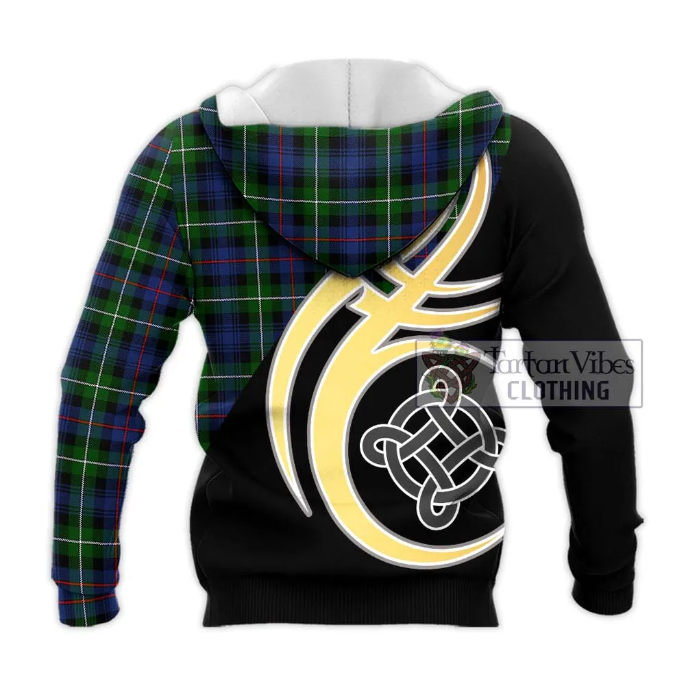 Baillie Tartan Knitted Hoodie with Family Crest and Celtic Symbol Style