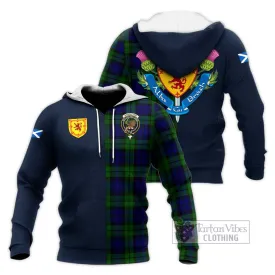 Bannatyne Tartan Knitted Hoodie Alba with Scottish Lion Royal Arm Half Style