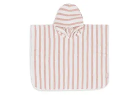 Bath Poncho Stripe Terry - Wild Rose - GOTS