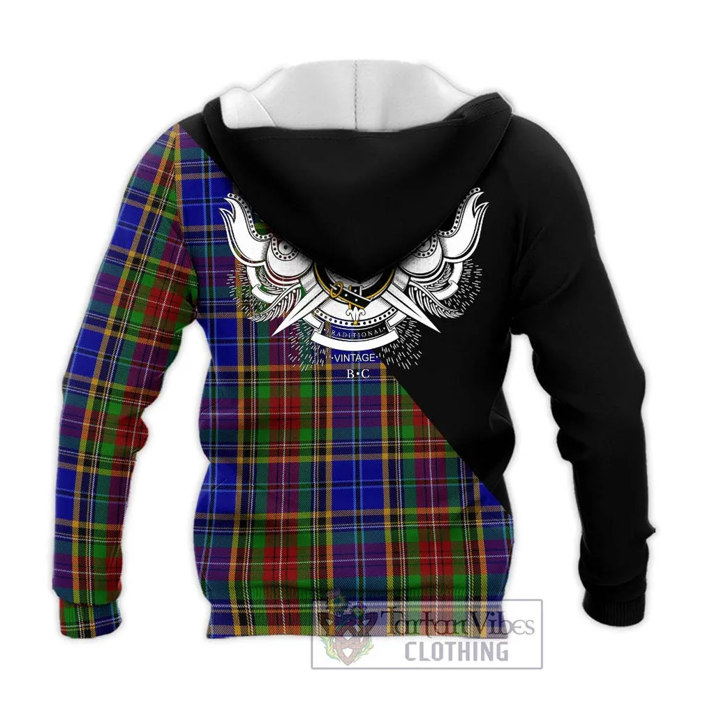 Beattie Tartan Knitted Hoodie with Family Crest and Military Logo Style