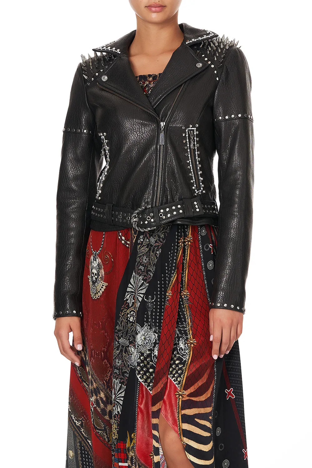 BIKER WITH SHOULDER YOKE LEATHER