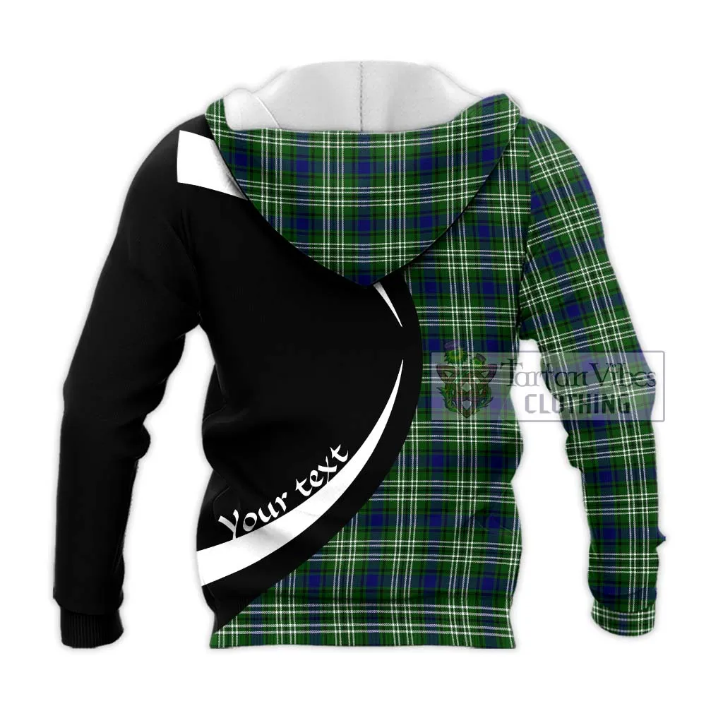 Blackadder Tartan Knitted Hoodie with Family Crest Circle Style