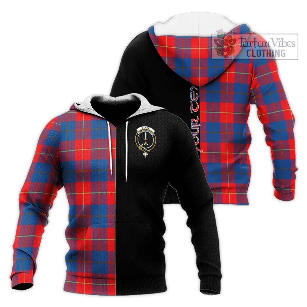 Blane Tartan Knitted Hoodie with Family Crest and Half Of Me Style