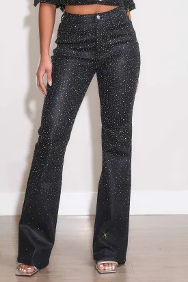 Bootcut Pants Adorned w/ Iridescent Rhinestones (Holiday Edition)