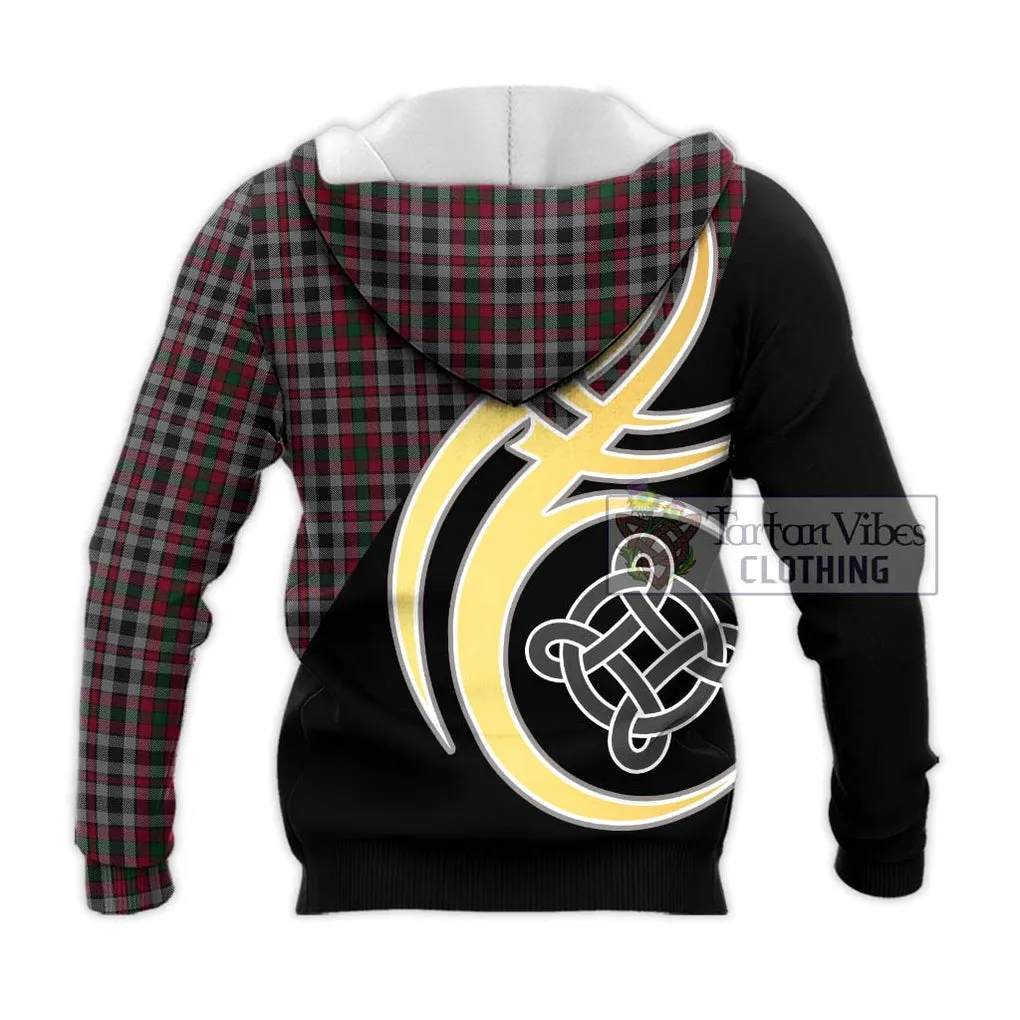 Borthwick Tartan Knitted Hoodie with Family Crest and Celtic Symbol Style