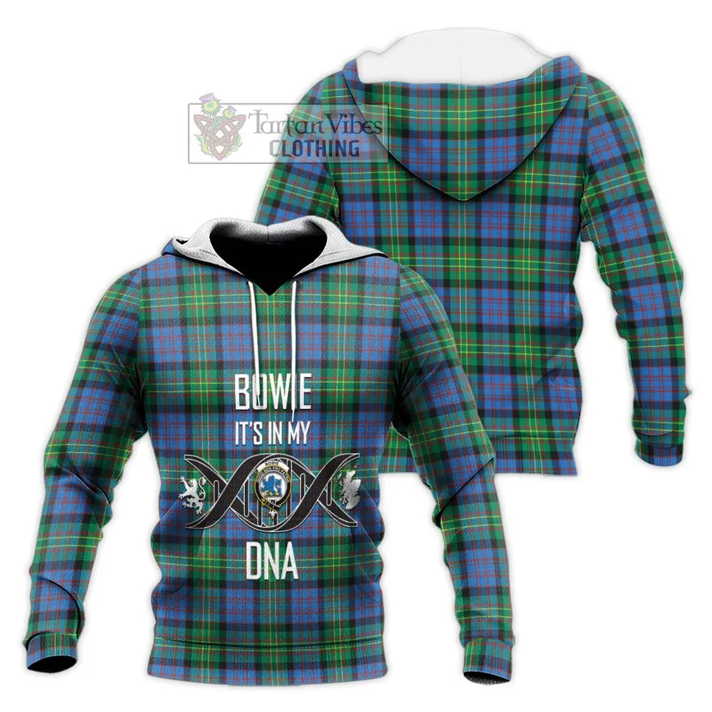 Bowie Ancient Tartan Knitted Hoodie with Family Crest DNA In Me Style