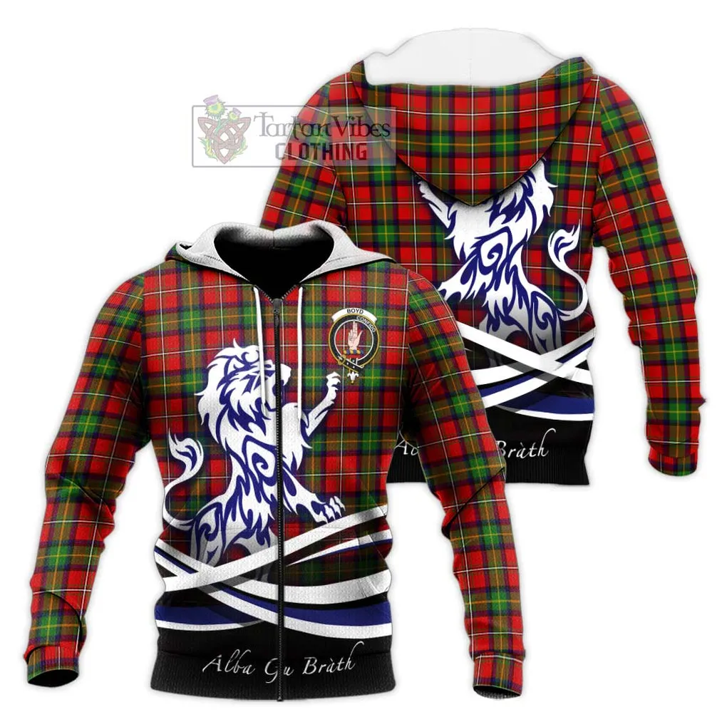 Boyd Tartan Knitted Hoodie with Alba Gu Brath Regal Lion Emblem