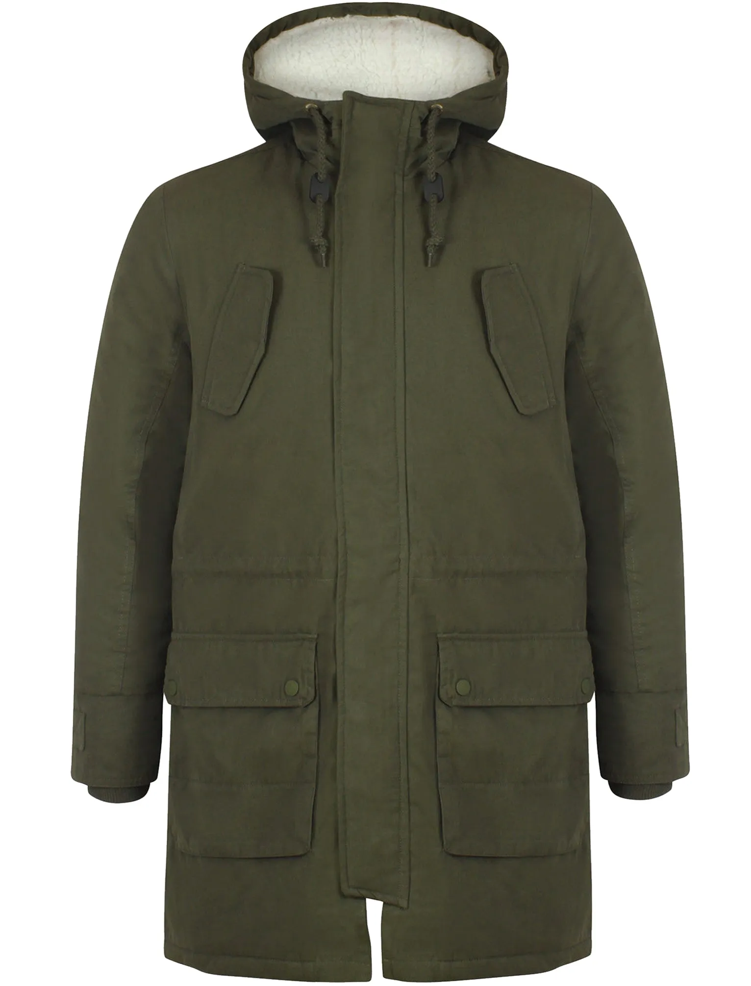 Bradshaw Borg Lined Parka Jacket in Khaki  - Tokyo Laundry