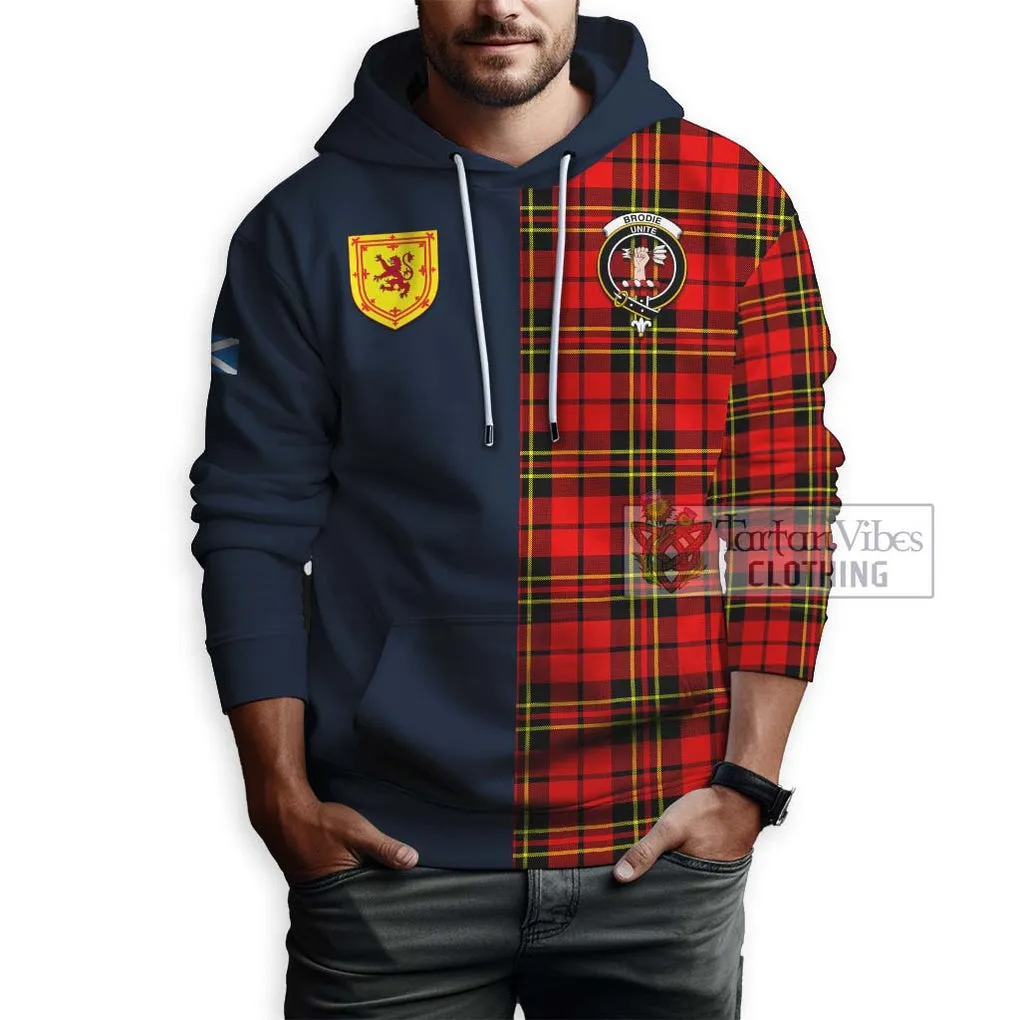 Brodie Modern Tartan Hoodie Alba with Scottish Lion Royal Arm Half Style