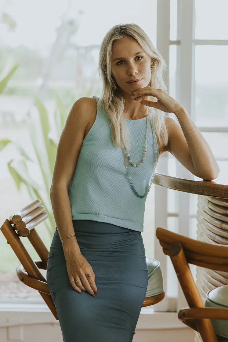 Brooke Cropped Tank - Seaside Blue Ribbed