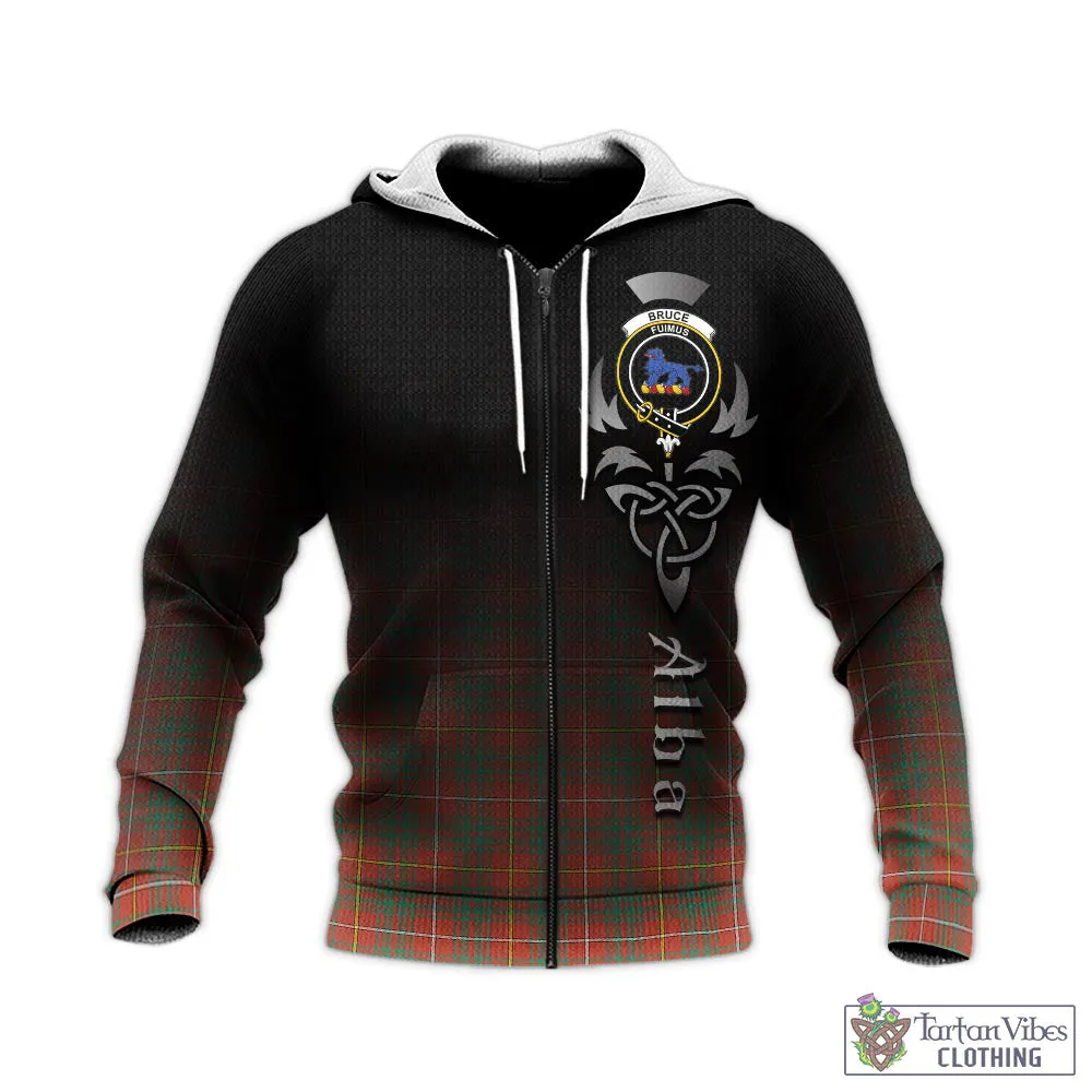 Bruce Ancient Tartan Knitted Hoodie Featuring Alba Gu Brath Family Crest Celtic Inspired