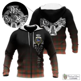 Bruce Ancient Tartan Knitted Hoodie Featuring Alba Gu Brath Family Crest Celtic Inspired