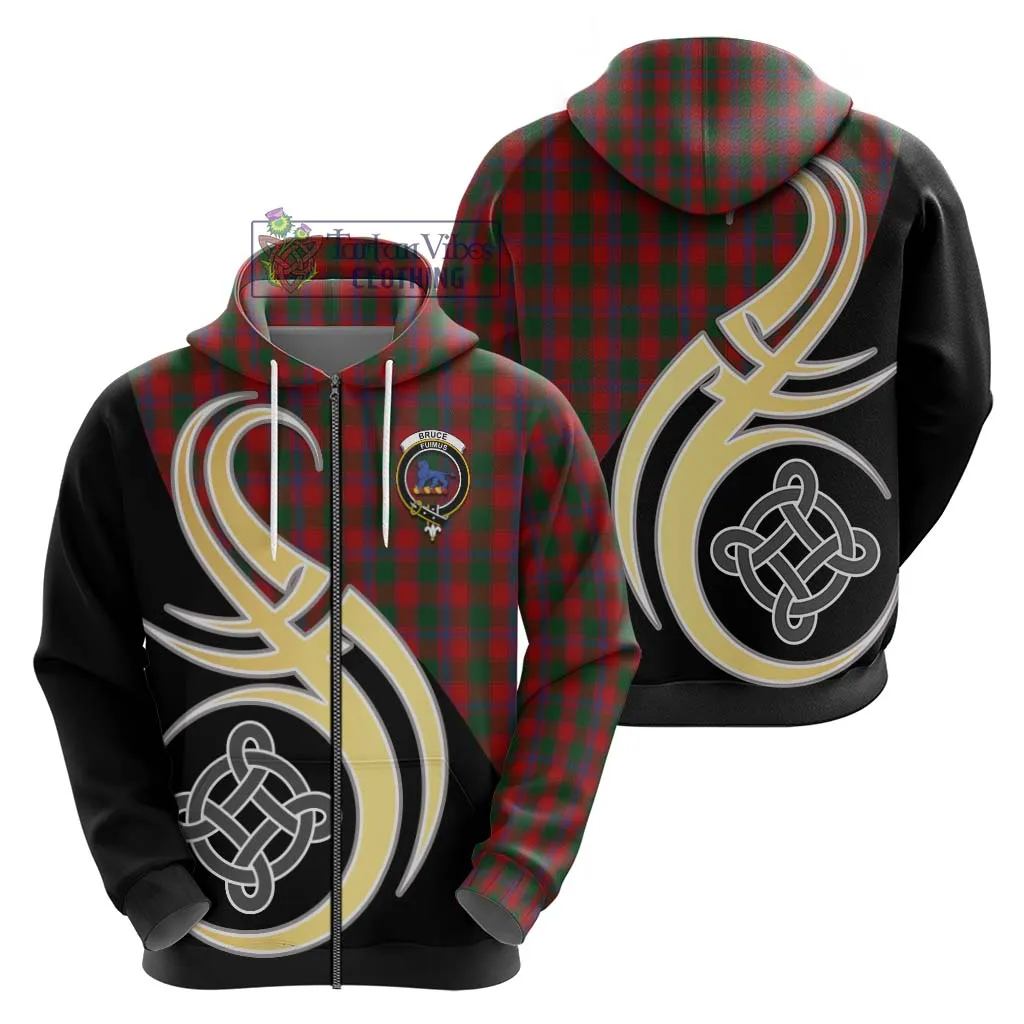 Bruce Old Tartan Hoodie with Family Crest and Celtic Symbol Style