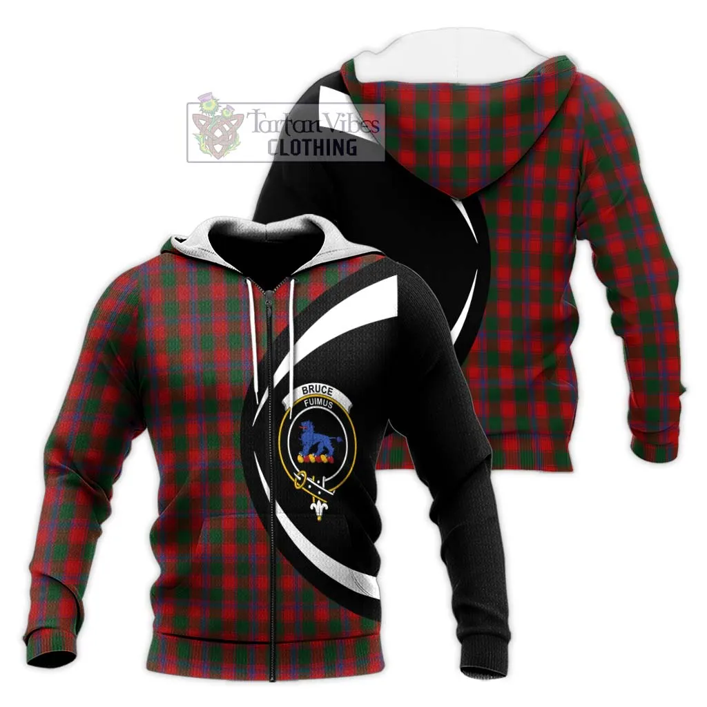 Bruce Old Tartan Knitted Hoodie with Family Crest Circle Style