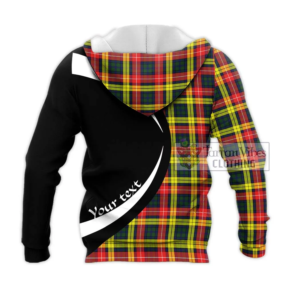 Buchanan Modern Tartan Knitted Hoodie with Family Crest Circle Style