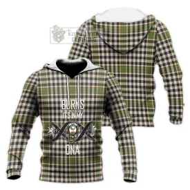 Burns Check Tartan Knitted Hoodie with Family Crest DNA In Me Style