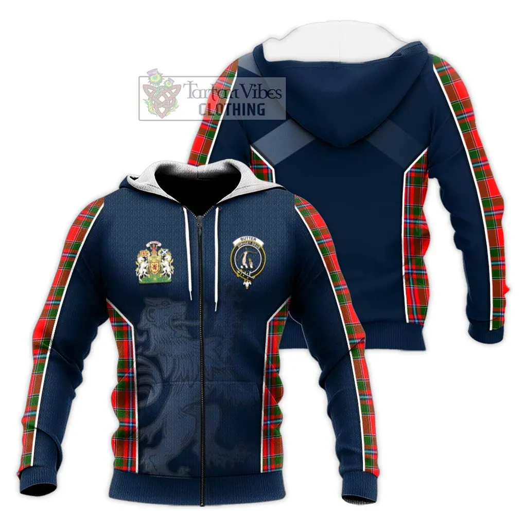 Butter Tartan Knitted Hoodie with Family Crest and Lion Rampant Vibes Sport Style