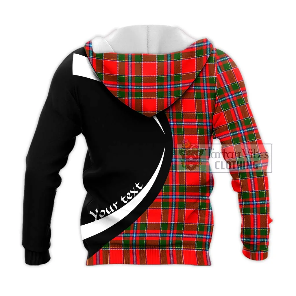 Butter Tartan Knitted Hoodie with Family Crest Circle Style