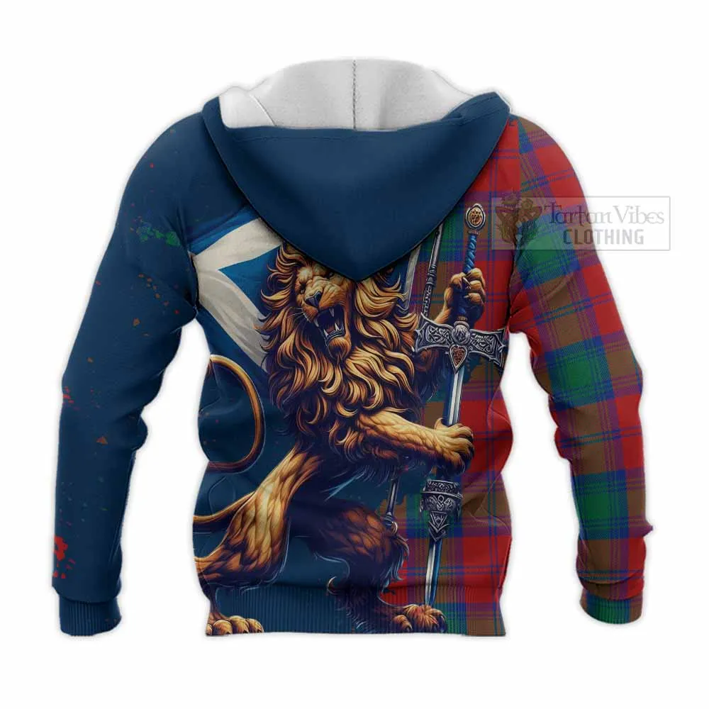 Byres (Byses) Tartan Family Crest Knitted Hoodie with Scottish Majestic Lion