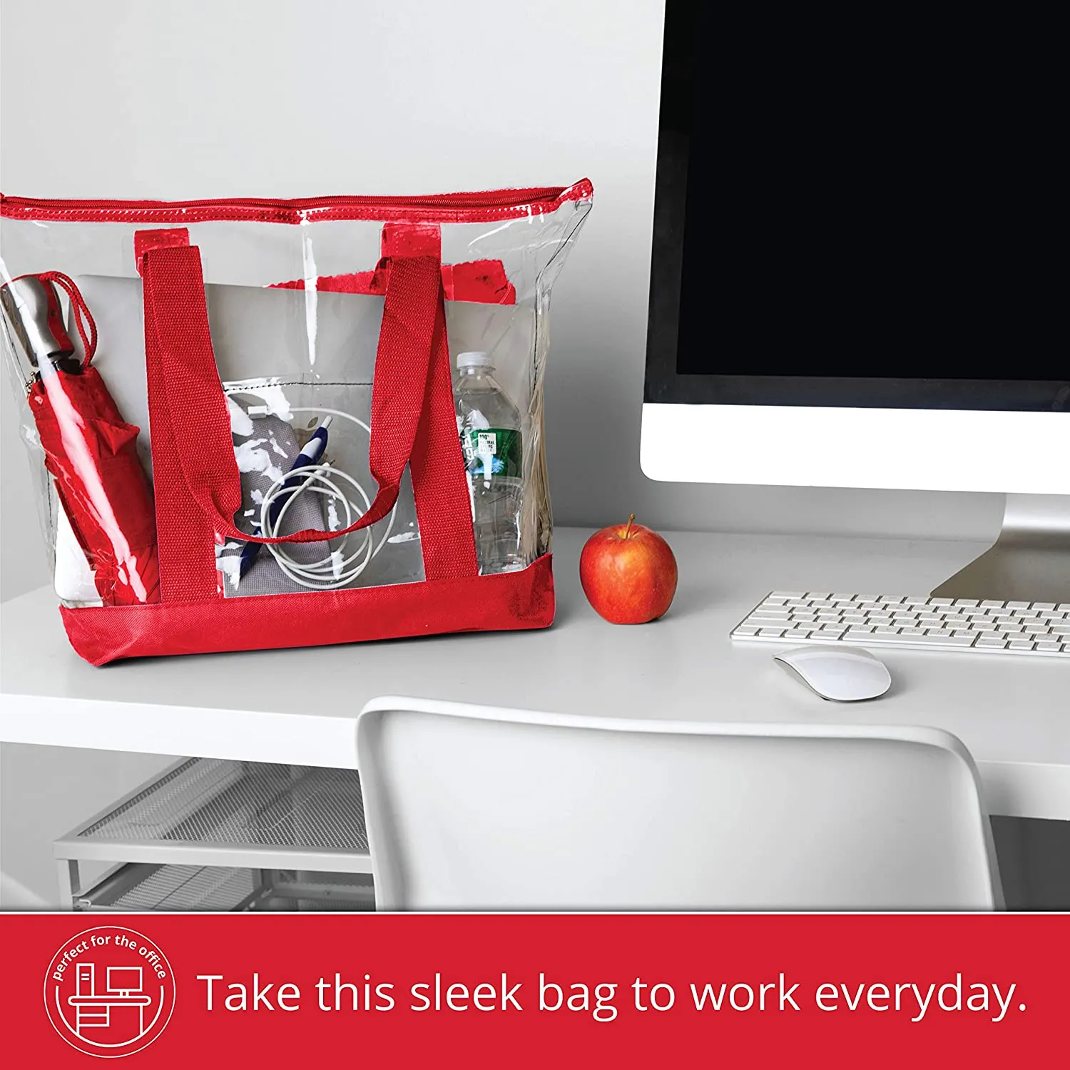 Clear Tote Bag, Security Approved With Zipper Closure