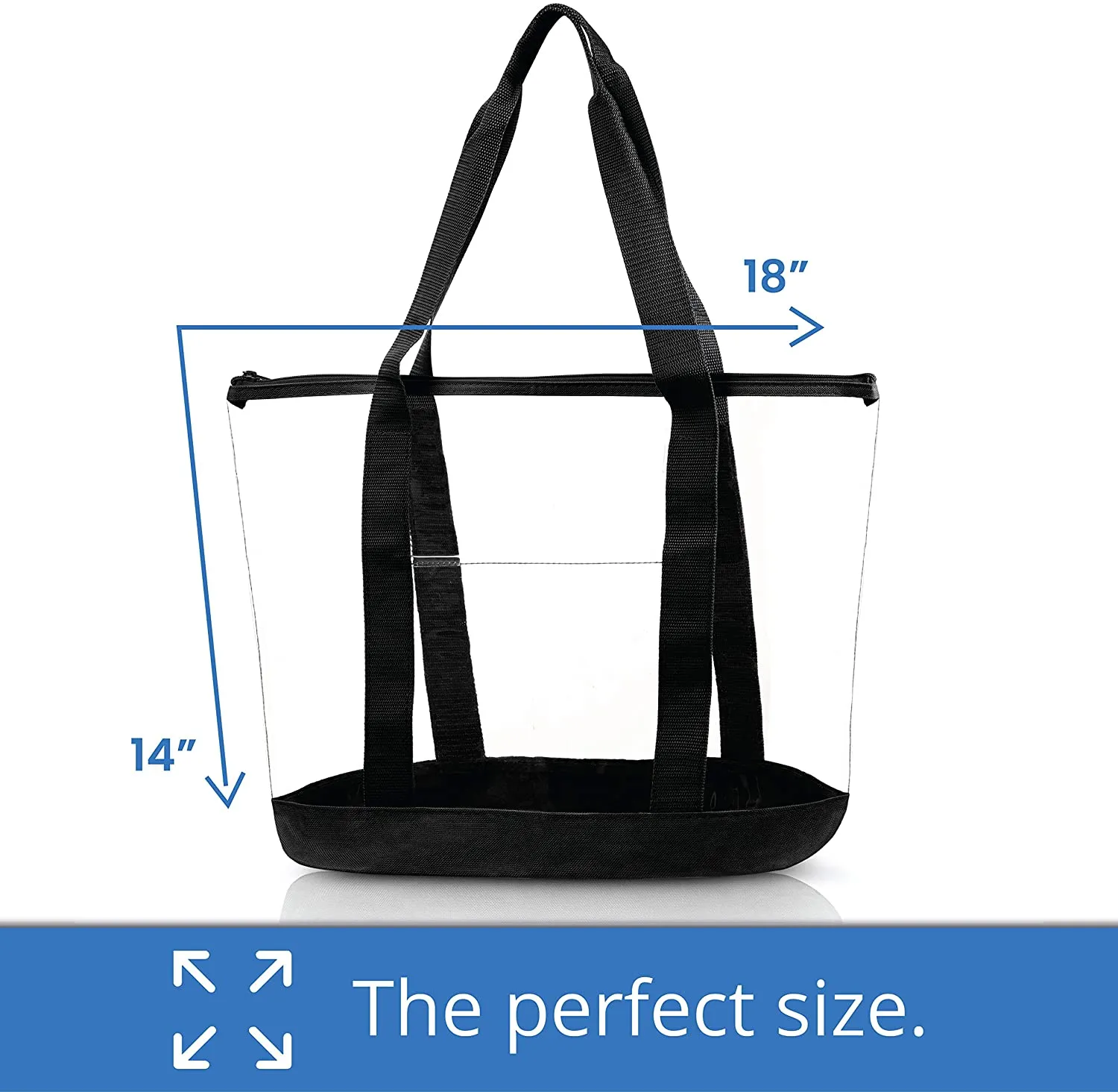 Clear Tote Bag, Security Approved With Zipper Closure