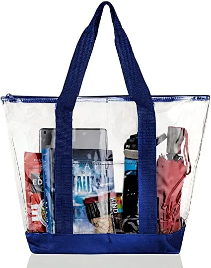 Clear Tote Bag, Security Approved With Zipper Closure