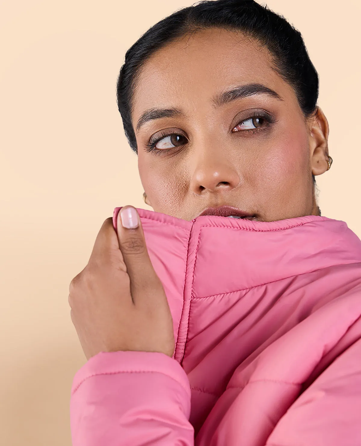 Cropped Puffer Jacket Pink