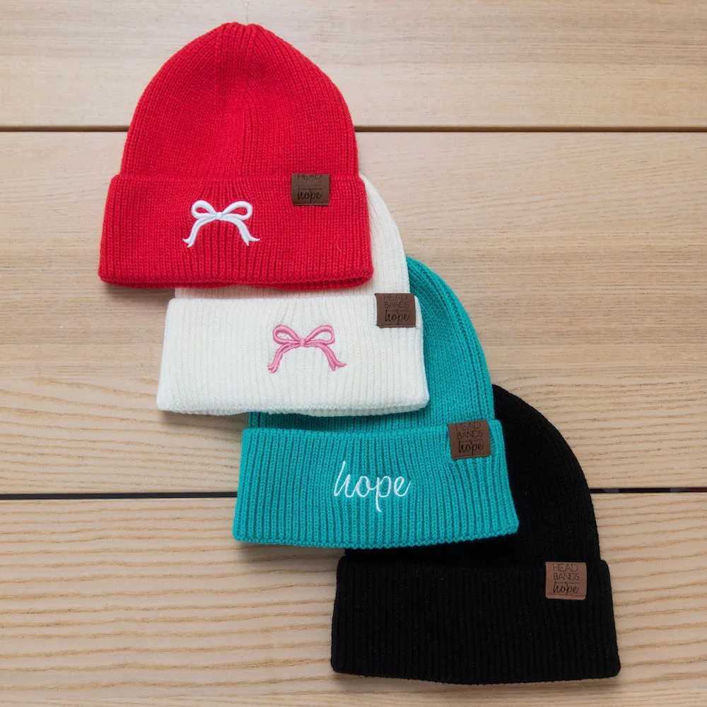 Embroidered Beanie - Teal   White Hope