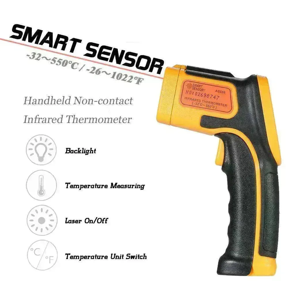 Hand held temperature measuring gun