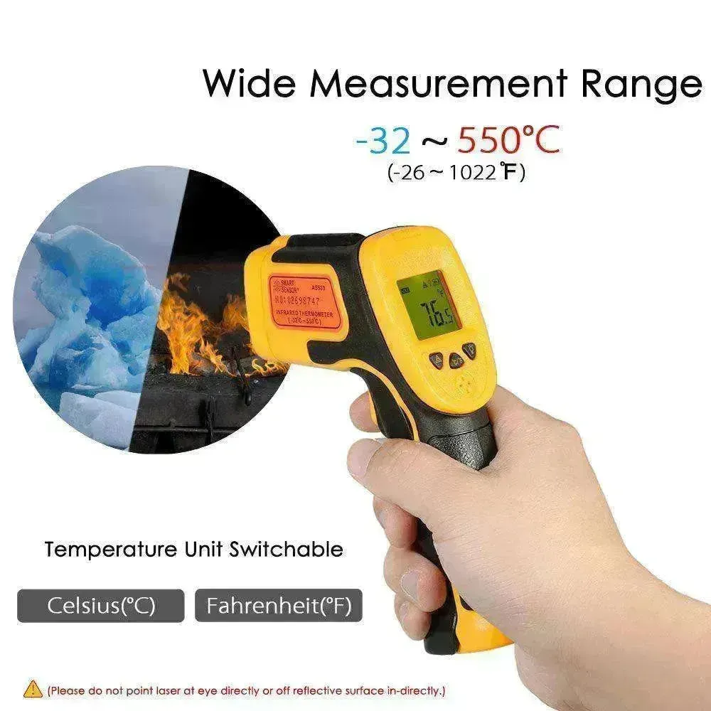 Hand held temperature measuring gun