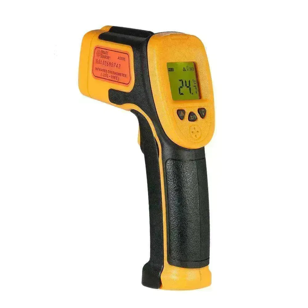 Hand held temperature measuring gun