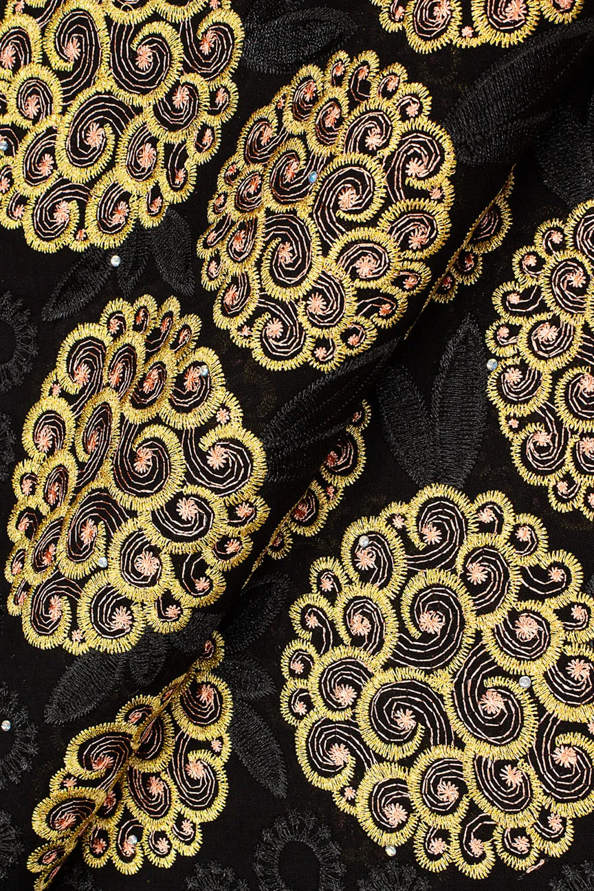 IRE608-BLK - Voile Lace - Black & Gold