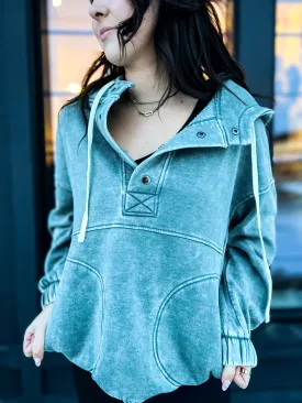 Just Comfort Oversized Fleece Pocket Hoodie- Ash Jade