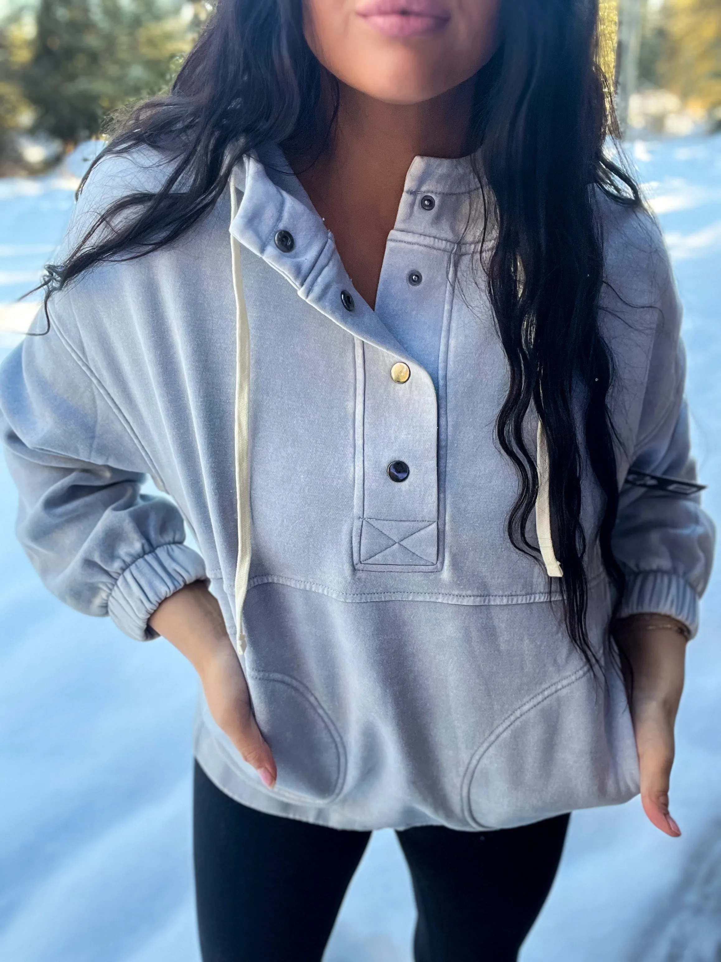 Just Comfort Oversized Fleece Pocket Hoodie- Lt Grey