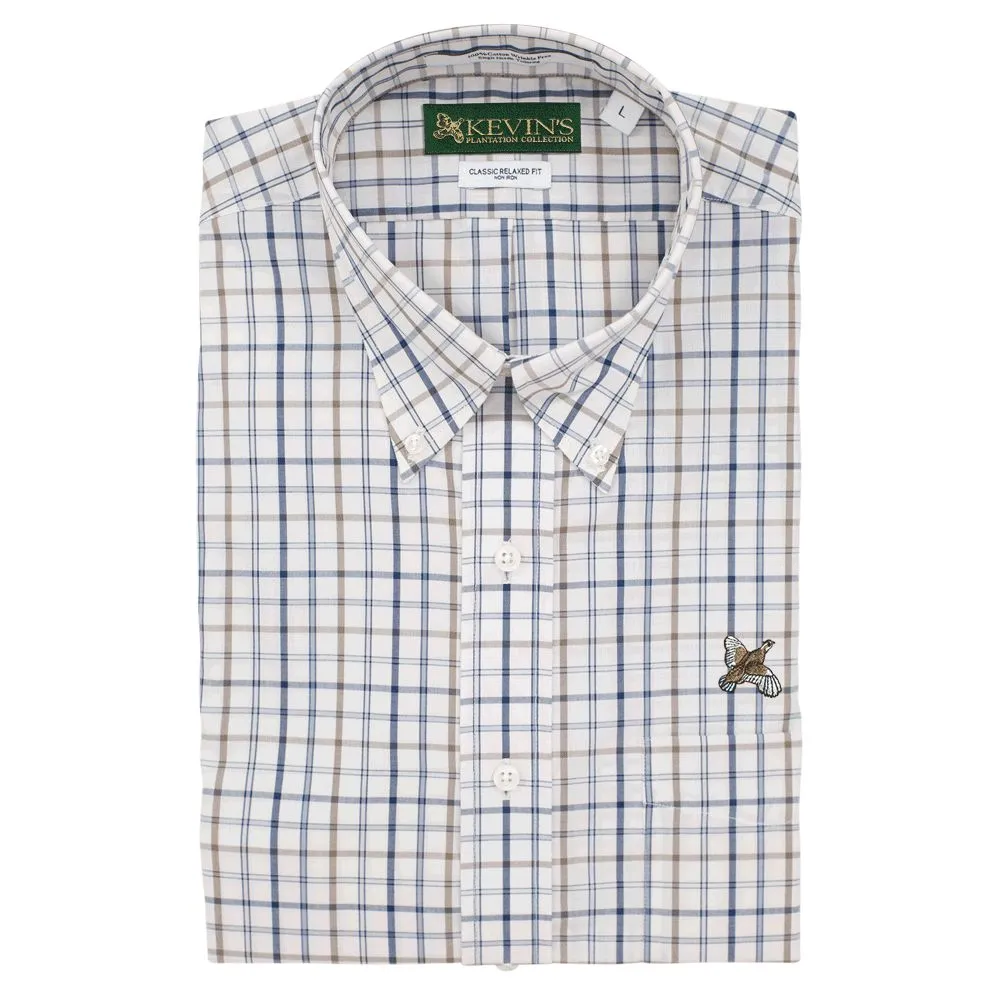 Kevin's Wrinkle Free Quail/Navy Tattersall