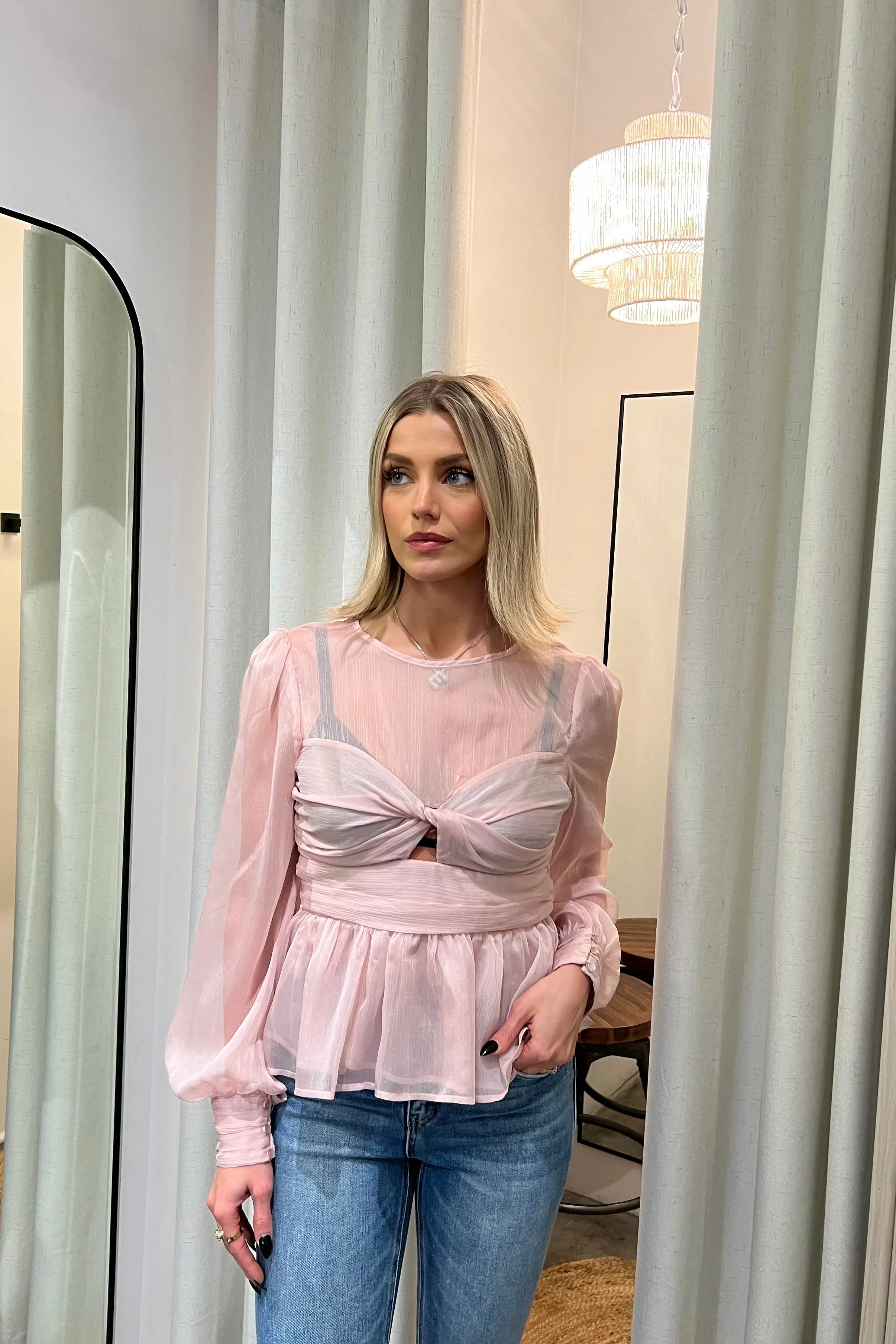 LEAH BLUSH CHIFFON BLOUSE