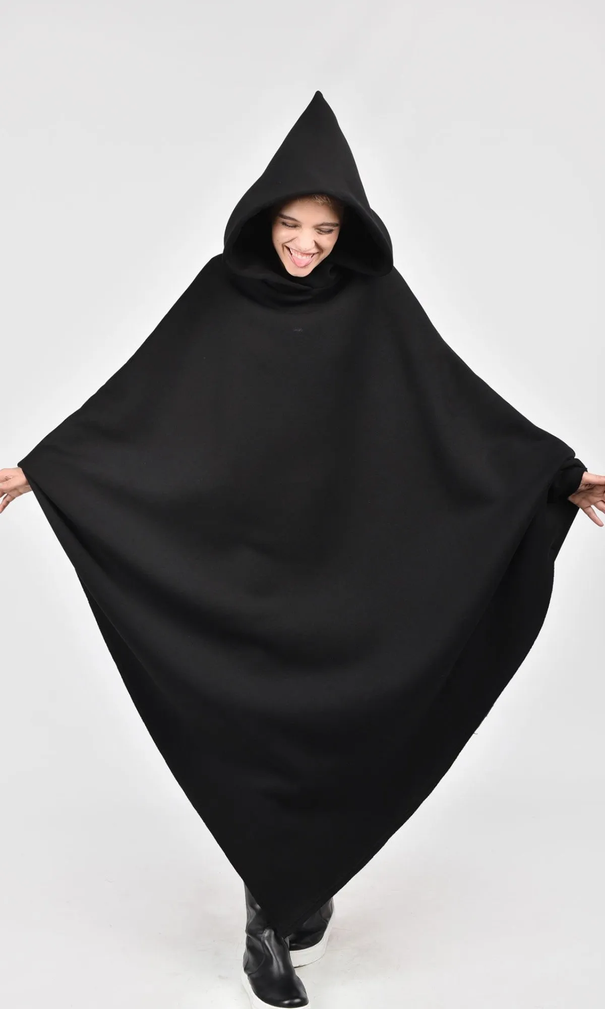 Long Asymmetric Hooded Poncho